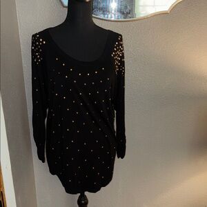 Grace Black Long Sleeve Top with Gold Accents